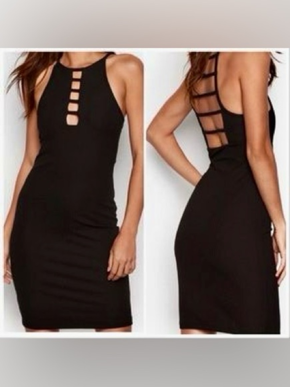 Victoria's Secret Black Strappy Back Bodycon Dress Size Small